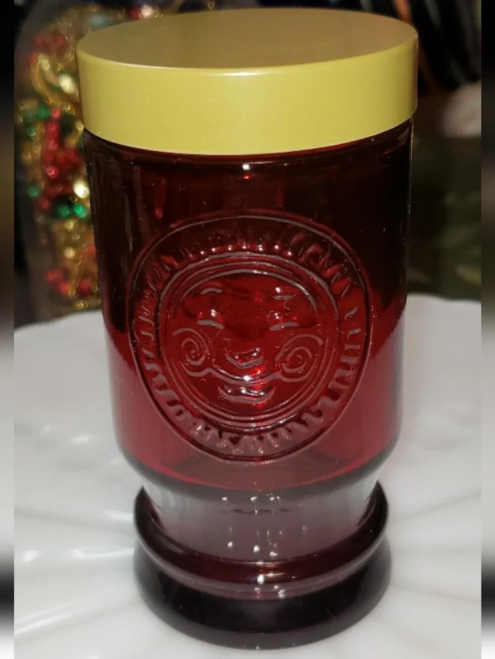 Vintage Ruby Red Wheaton Jar With Screw Top Lid